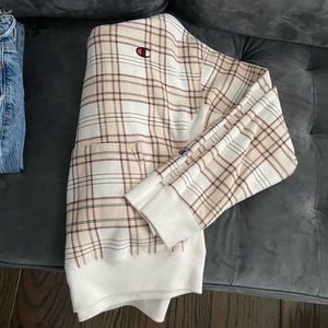 champion pink checker hoodie